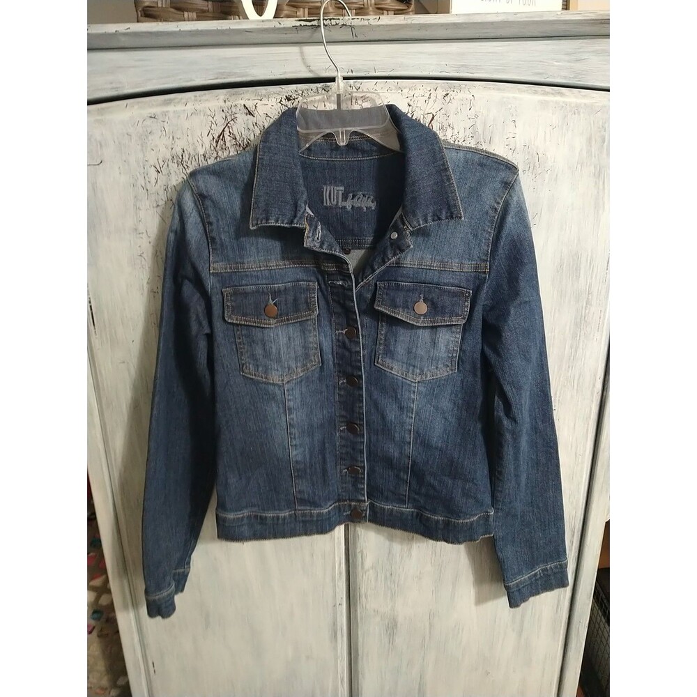 Cut From The Cloth Distressed Long Sleeve Denim Jacket Size Large